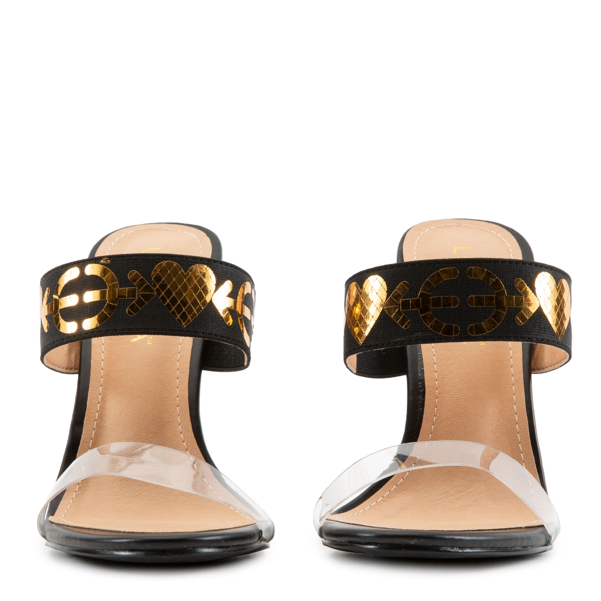 LILIANA Golden-172 Slip-On Heels GOLDEN-172-BLK - Shiekh