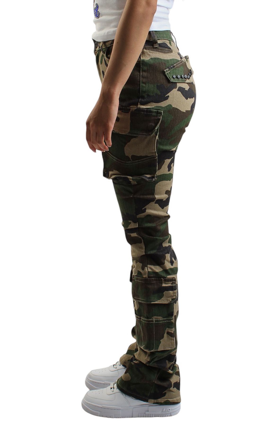 SMOKE RISE Camo Mid Rise Stacked Jeans AP25117-WOODCAMO - Shiekh