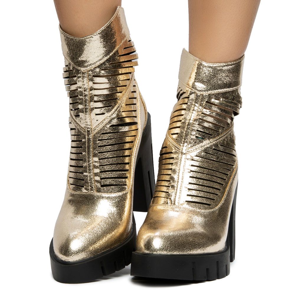 Liliana Caged Lace-Up Chunky Heel Booties main image 1