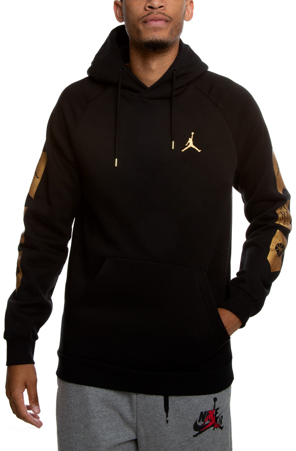 air jordan black and gold hoodie