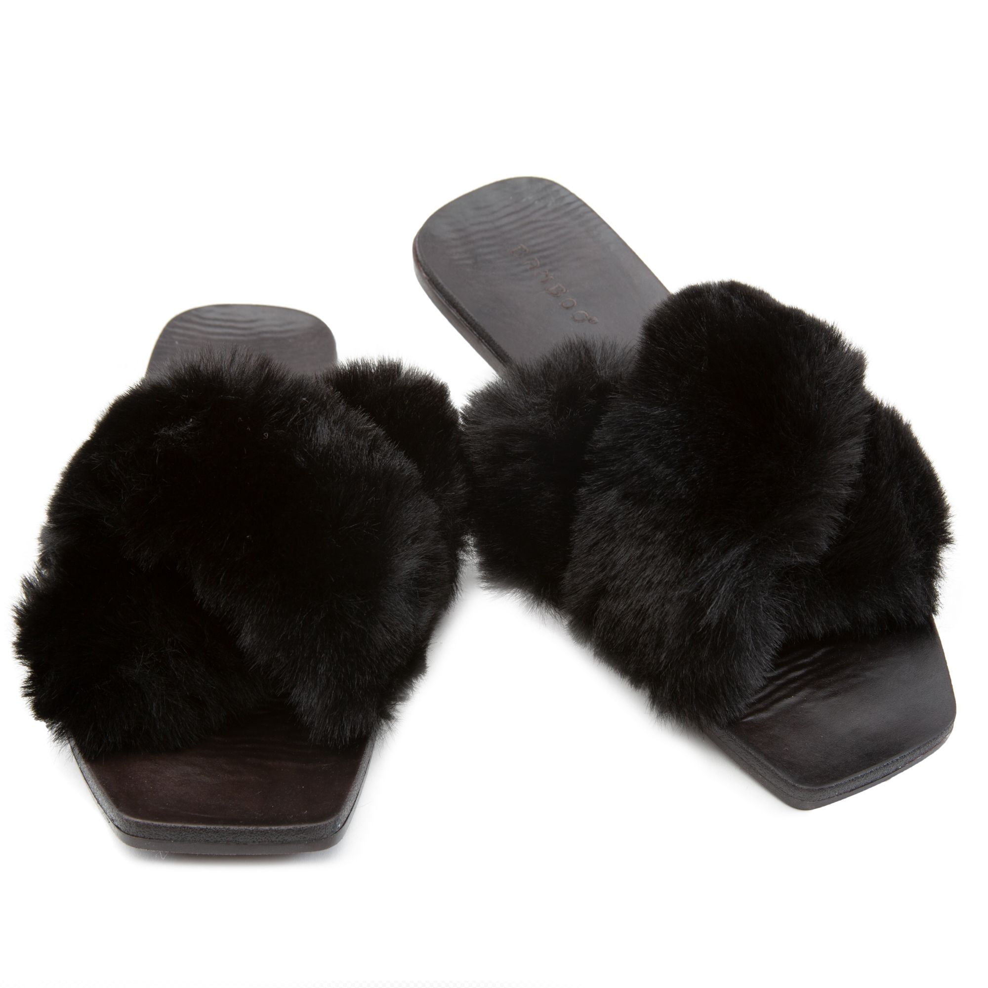 Yours Women's Cross Strap Faux Fur Slippers