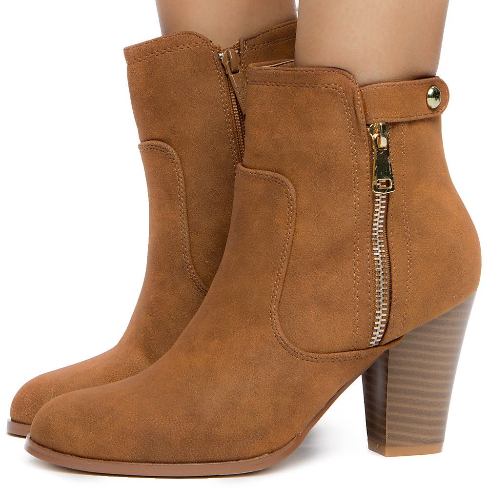 women's cognac ankle boots