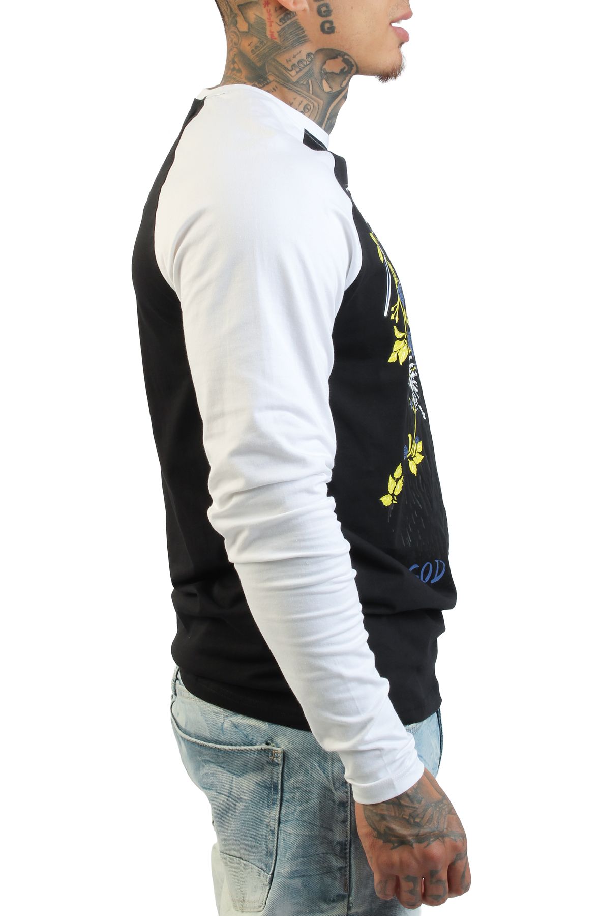 HUDSON YZS Reaper Roses Baseball Tee 454-BLKWHT - Shiekh
