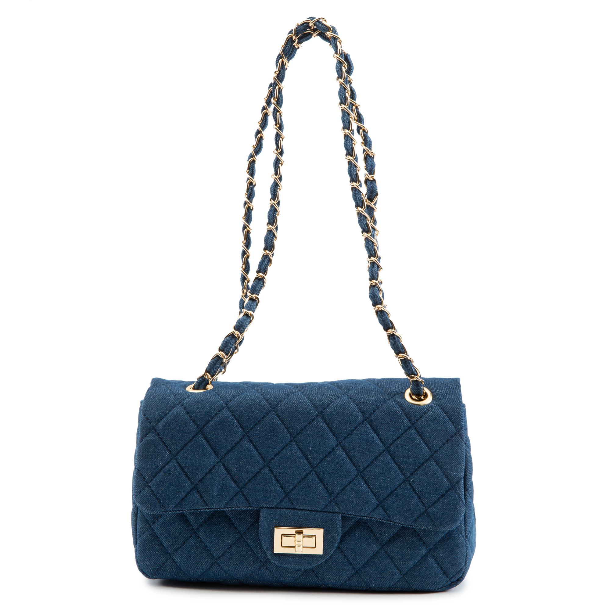 quilted denim shoulder bag