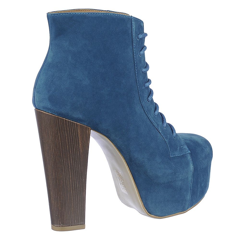 blue platform booties