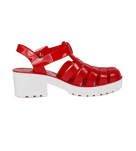 BAMBOO Strawberry-01 Low Heel Jelly Sandal JPM STRAWBERRY-01/REDWHT ...