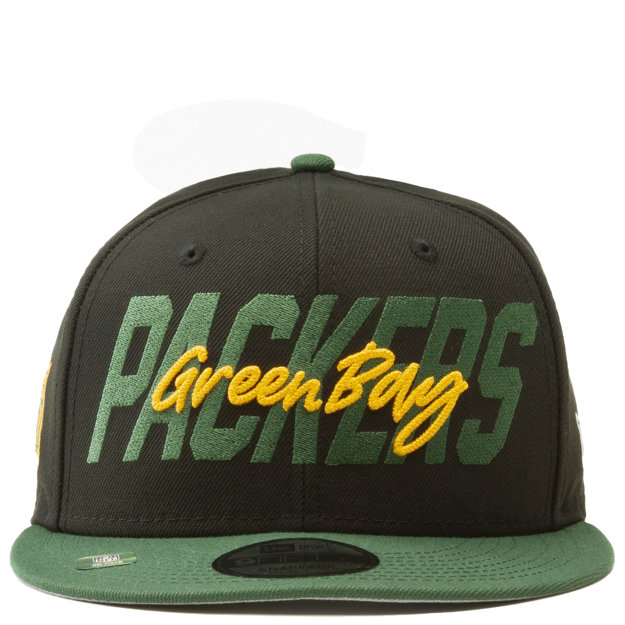 Green Bay Packers New Era Retro Title 9FIFTY Snapback Hat - White/Green