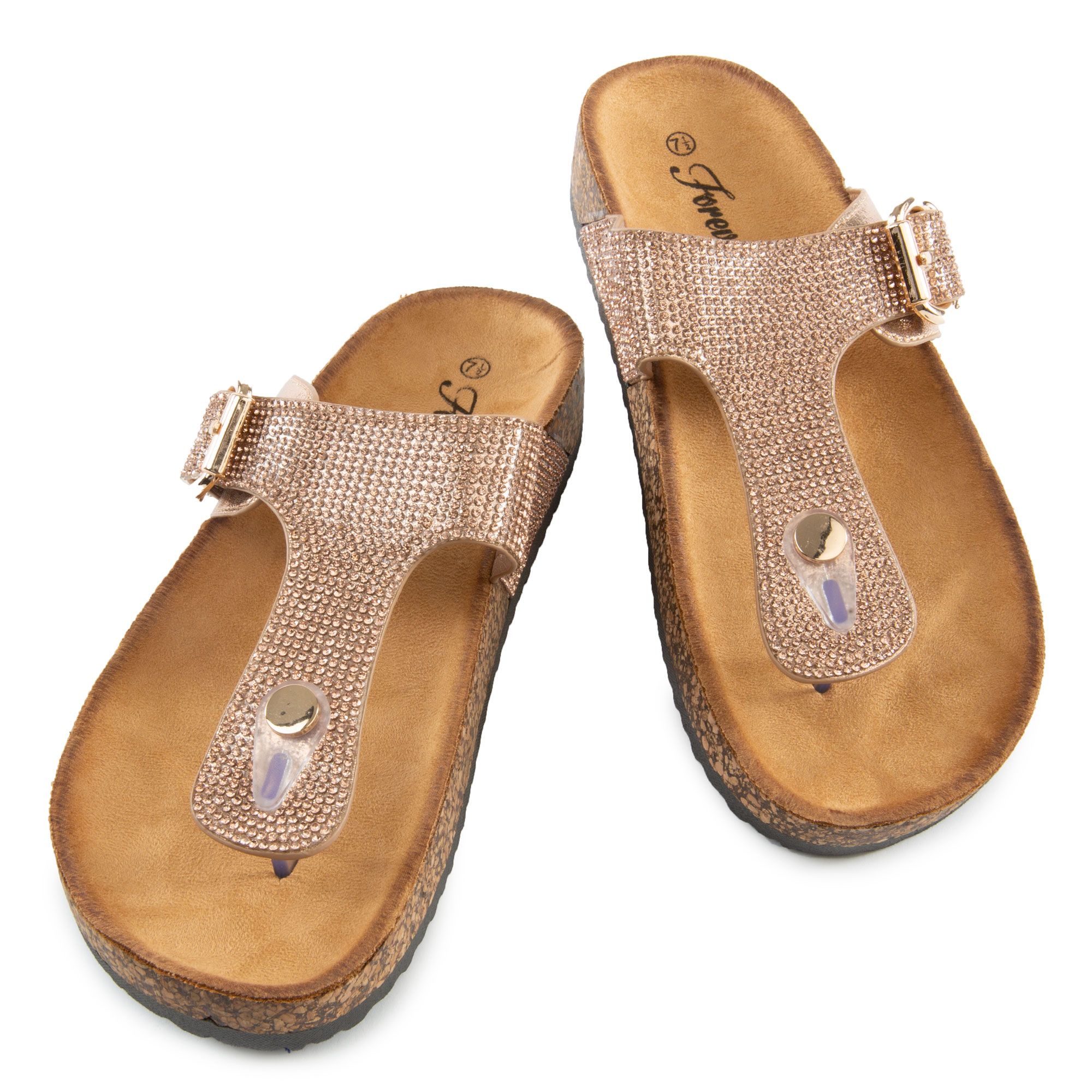 FOREVER LINK INTERNATIONAL Berk 04 Rhinestone Sandals BERK 04