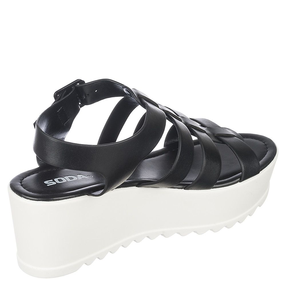 black and white platform sandals