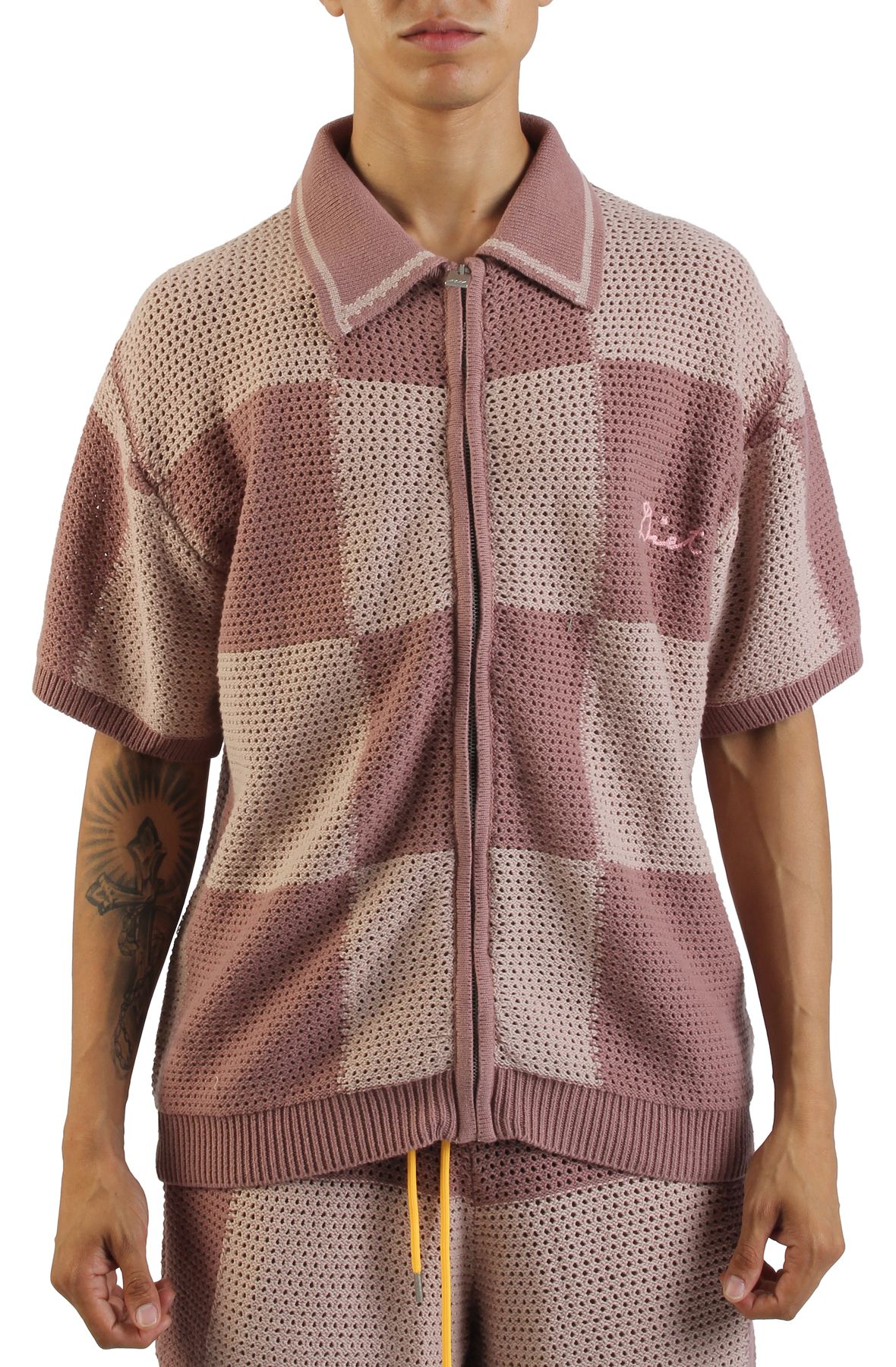 DIET STARTS MONDAY Checkered Crochet Shirt DSM-SUM25-010 - Shiekh