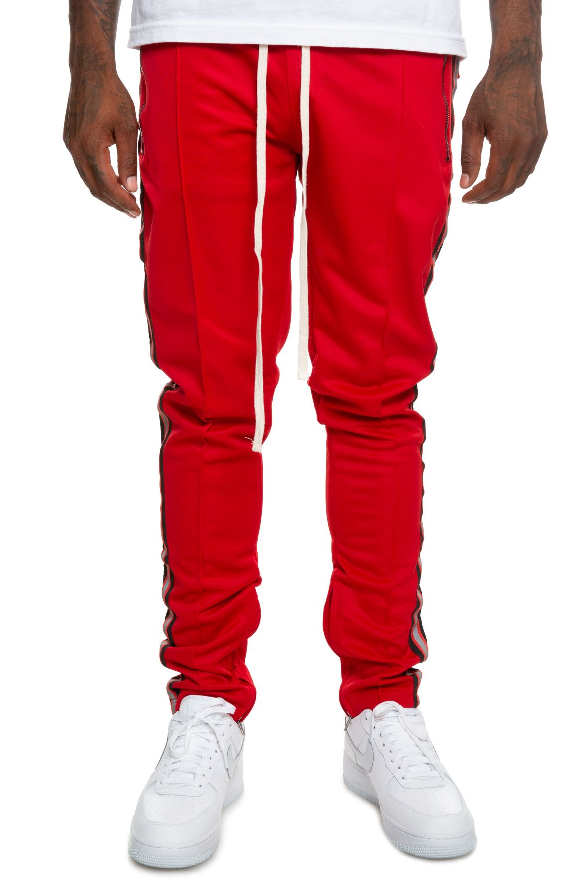 KDNK (ACE AND REVE) Reflective Tape Track Pants in SMA-KB3114-RED - Shiekh