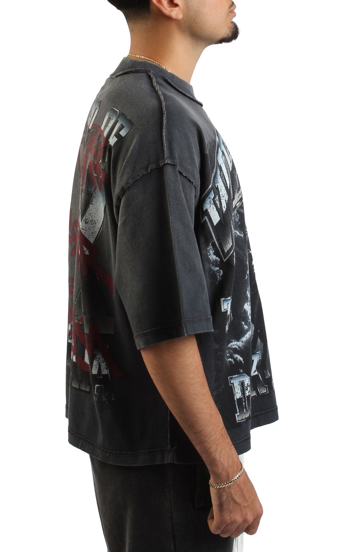 RARE PEACE Welcome Dark Ages Crop T-Shirt RT5002-GREY - Shiekh