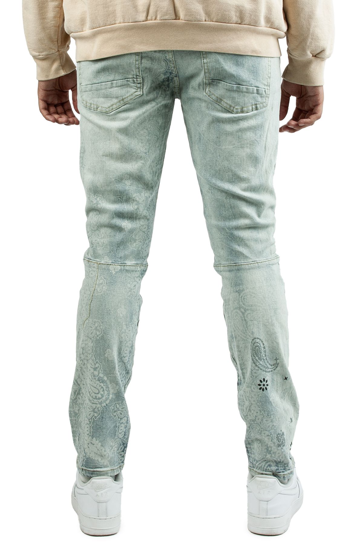 SMOKE RISE Paisley Print Jeans JP-23127SKZ BLUE - Shiekh