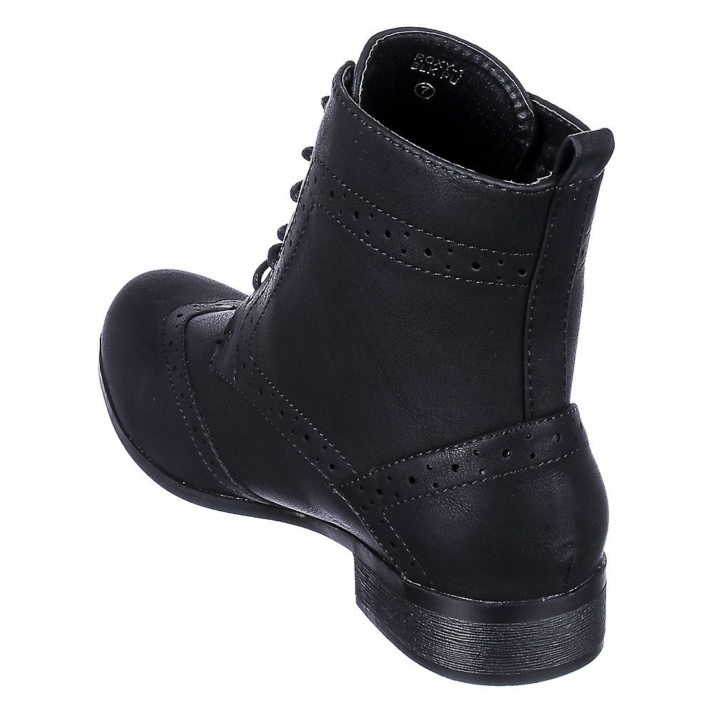 black ankle boot low heel
