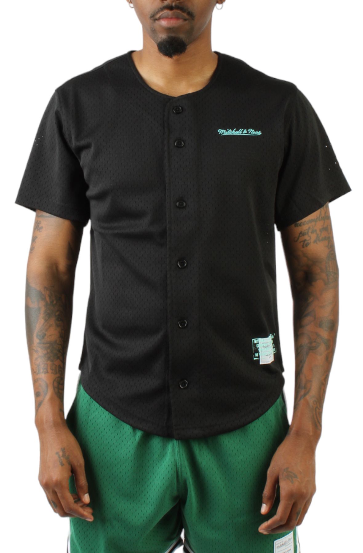 MITCHELL AND NESS Stamped Button Front Mesh Baseball Jersey
