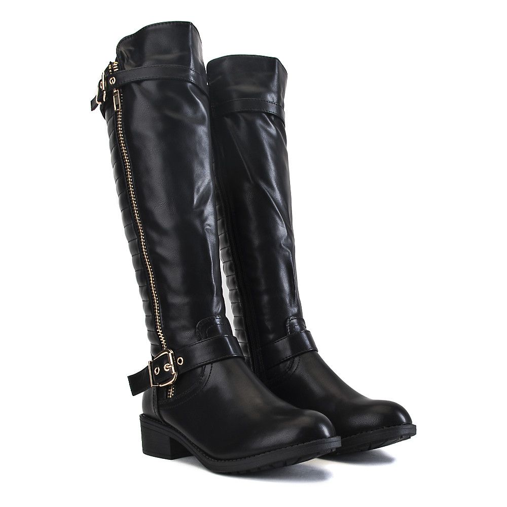 justin leather high heel knee boot