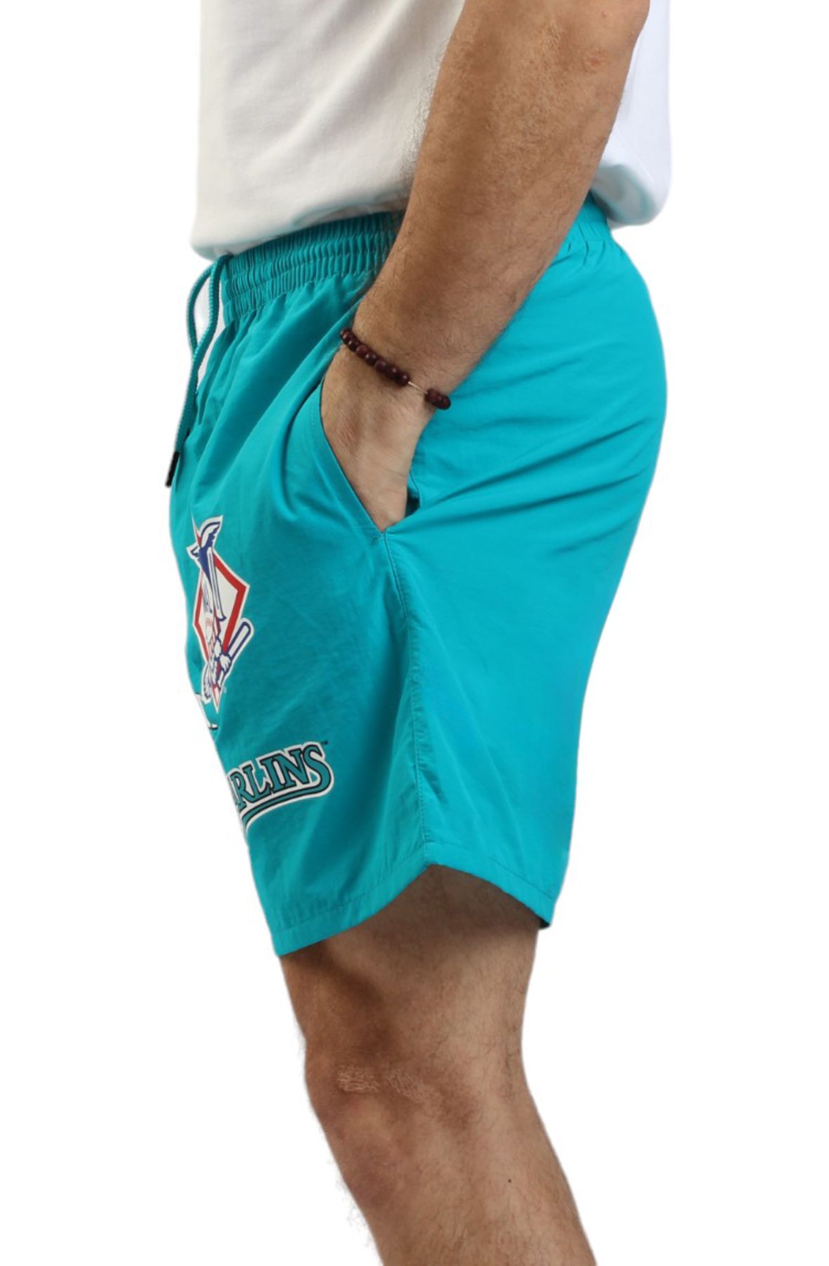 MITCHELL AND NESS Florida Marlins Multi Hit Nylon Shorts