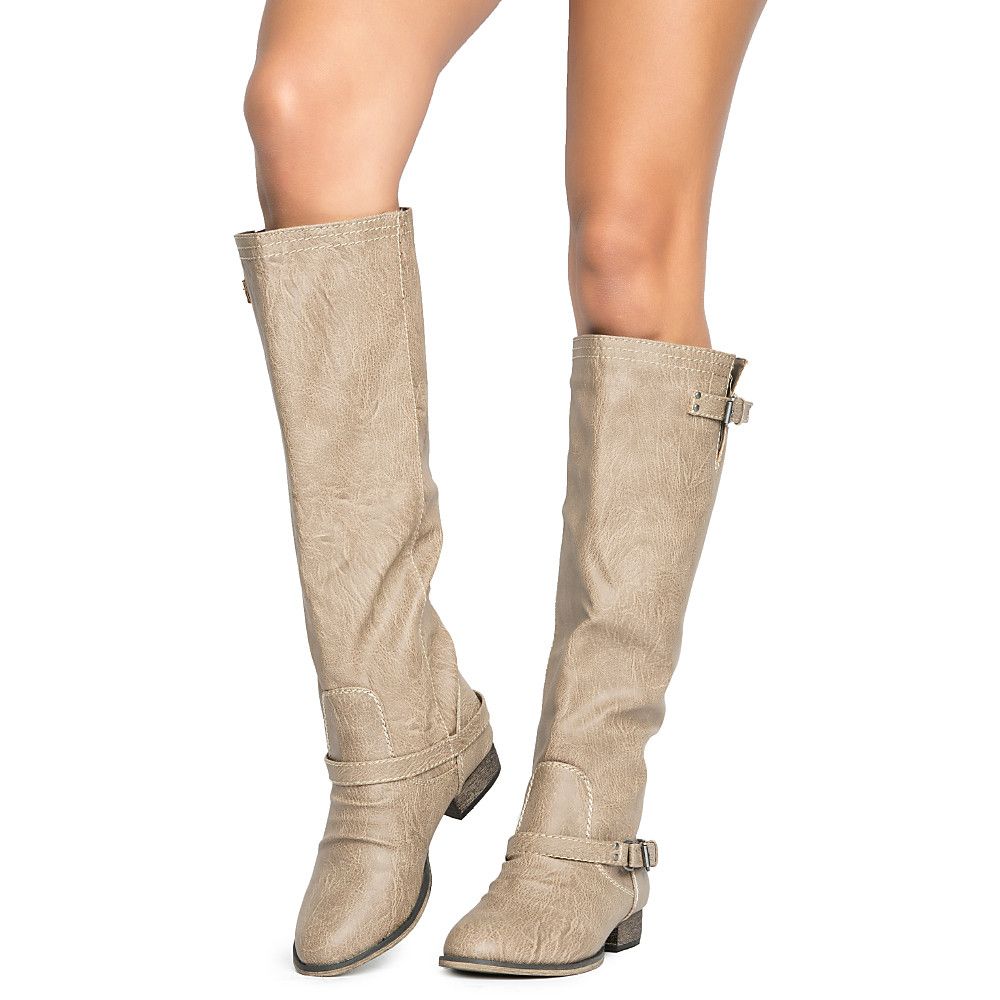 womens beige knee high boots