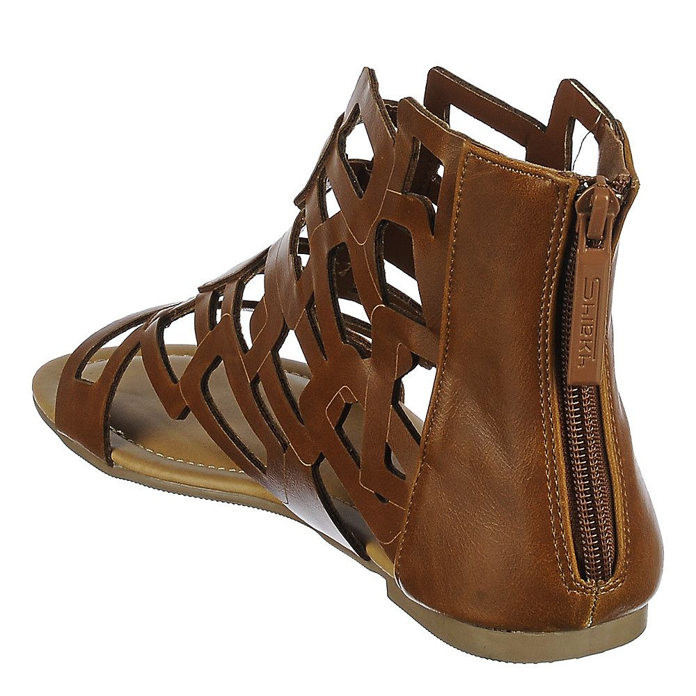 women's cognac flat sandals