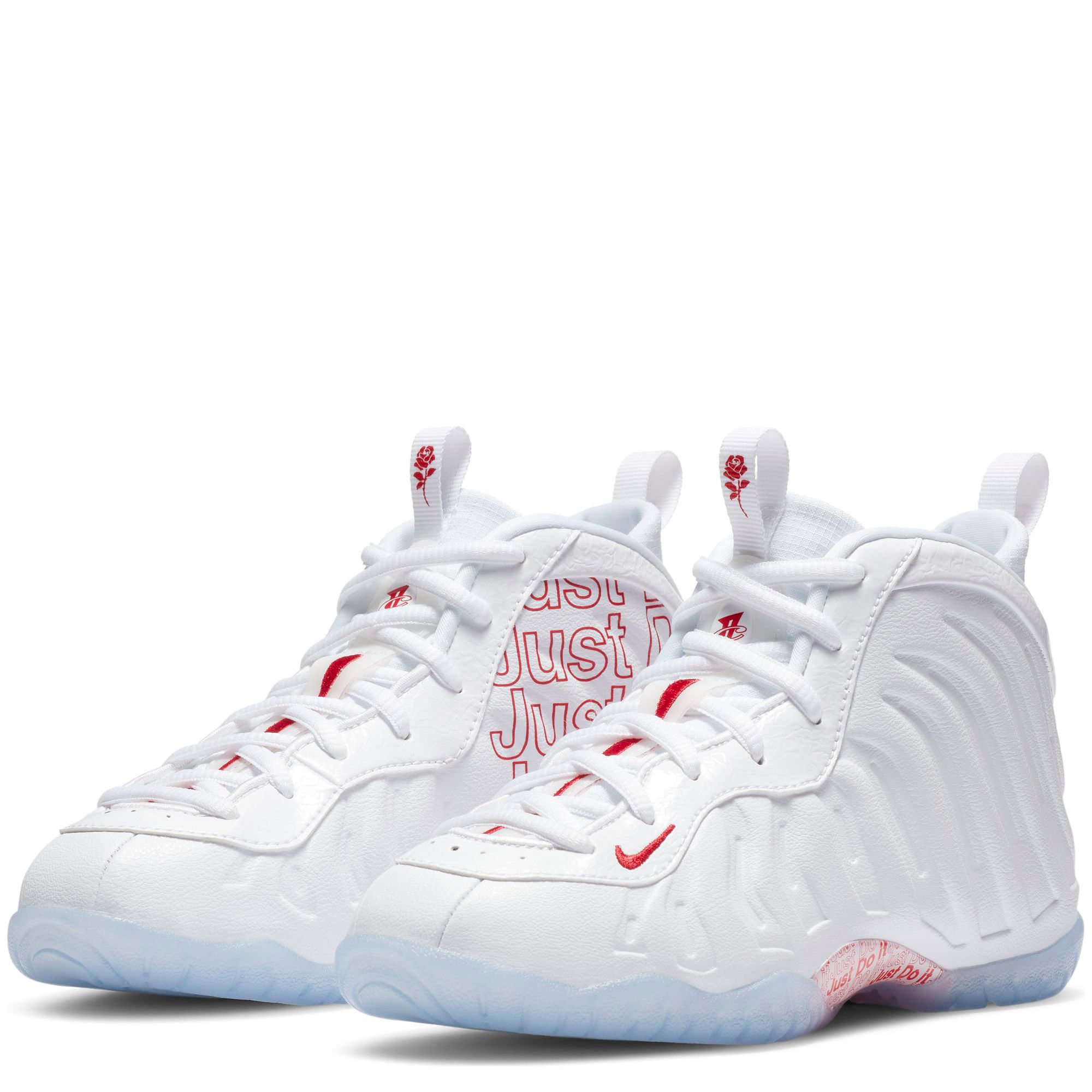 Nike Little Posite Foamposite Just Do It White Red Sneakers purchases CU1055-100 Boys 13C