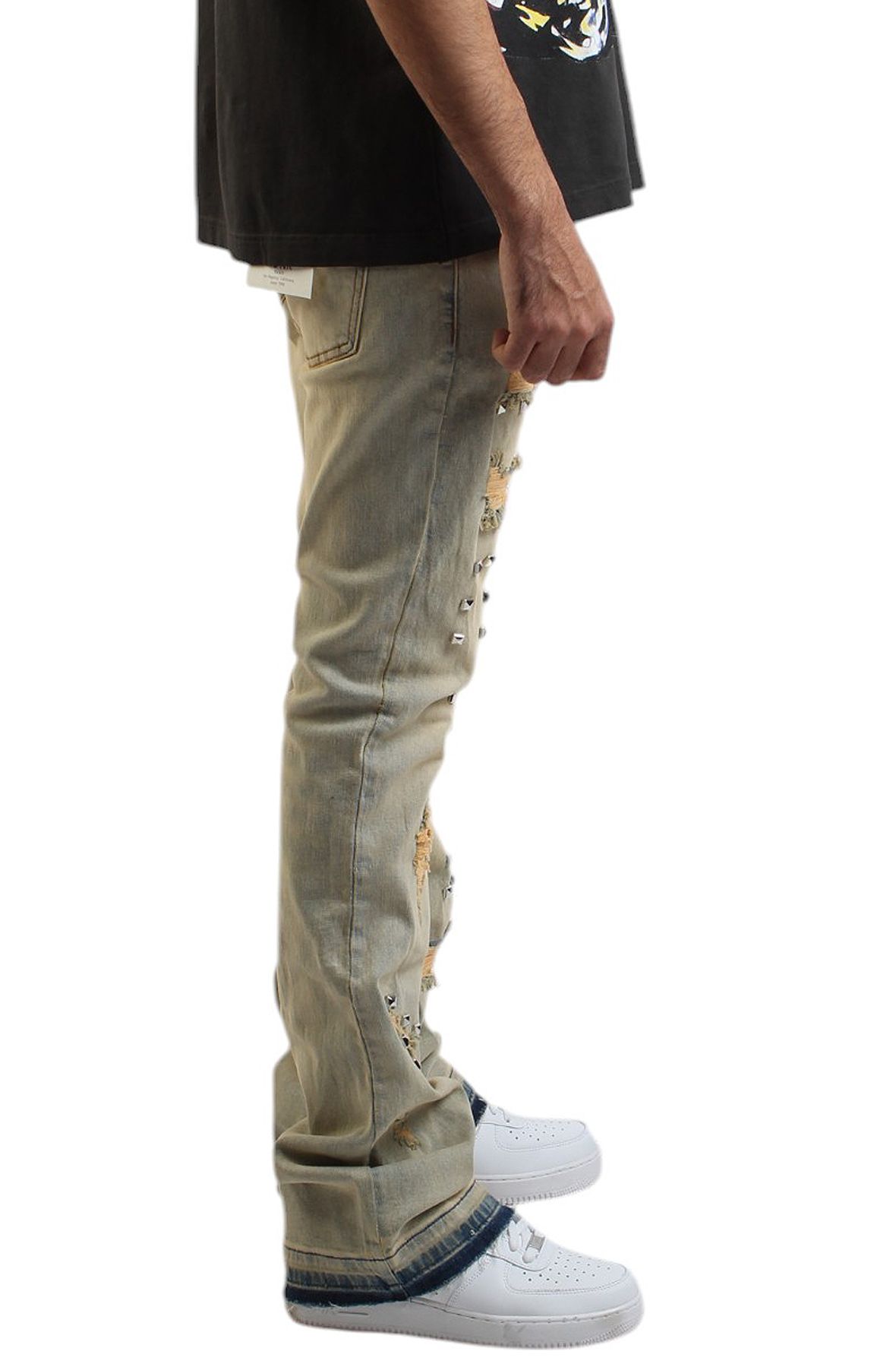 KDNK Multi Stud Flare Jean KND4821-BLU - Shiekh