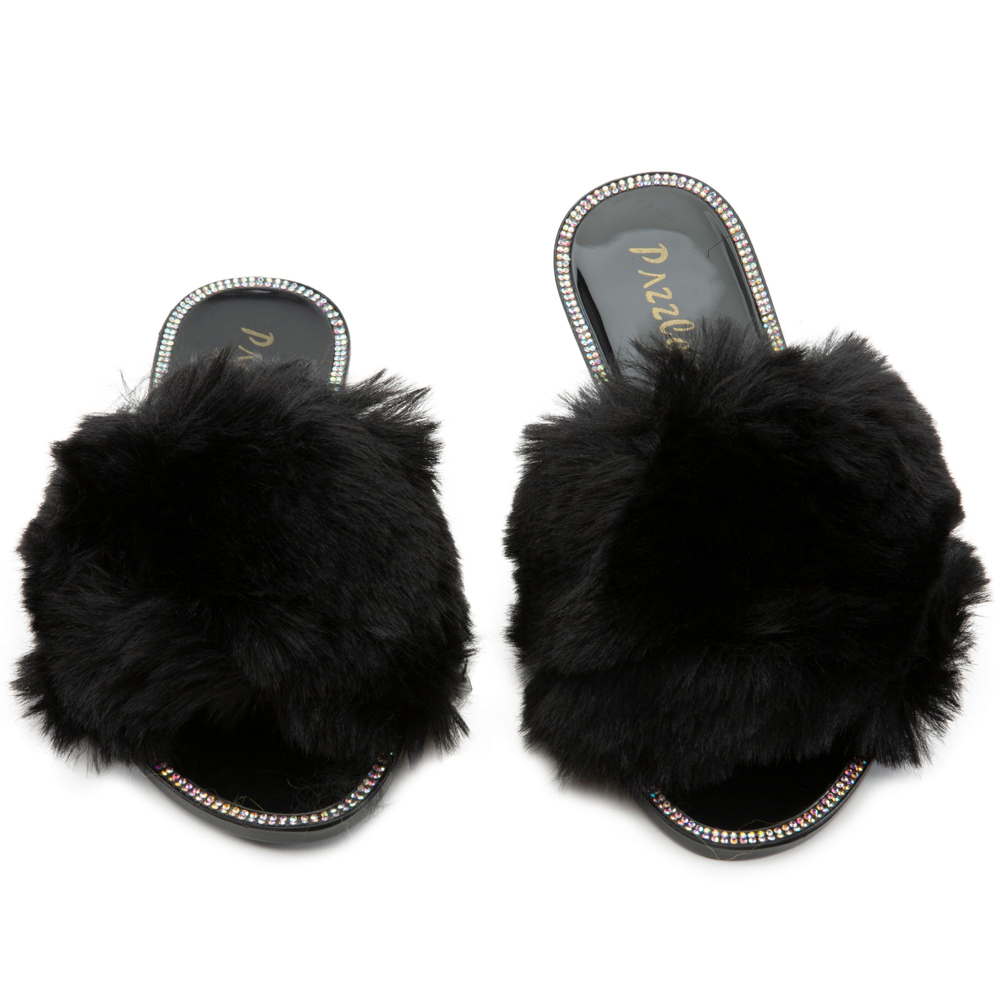 SHIEKH Jelly-20 Flat Fur Sandals JELLY-20-SK-BLK - Shiekh