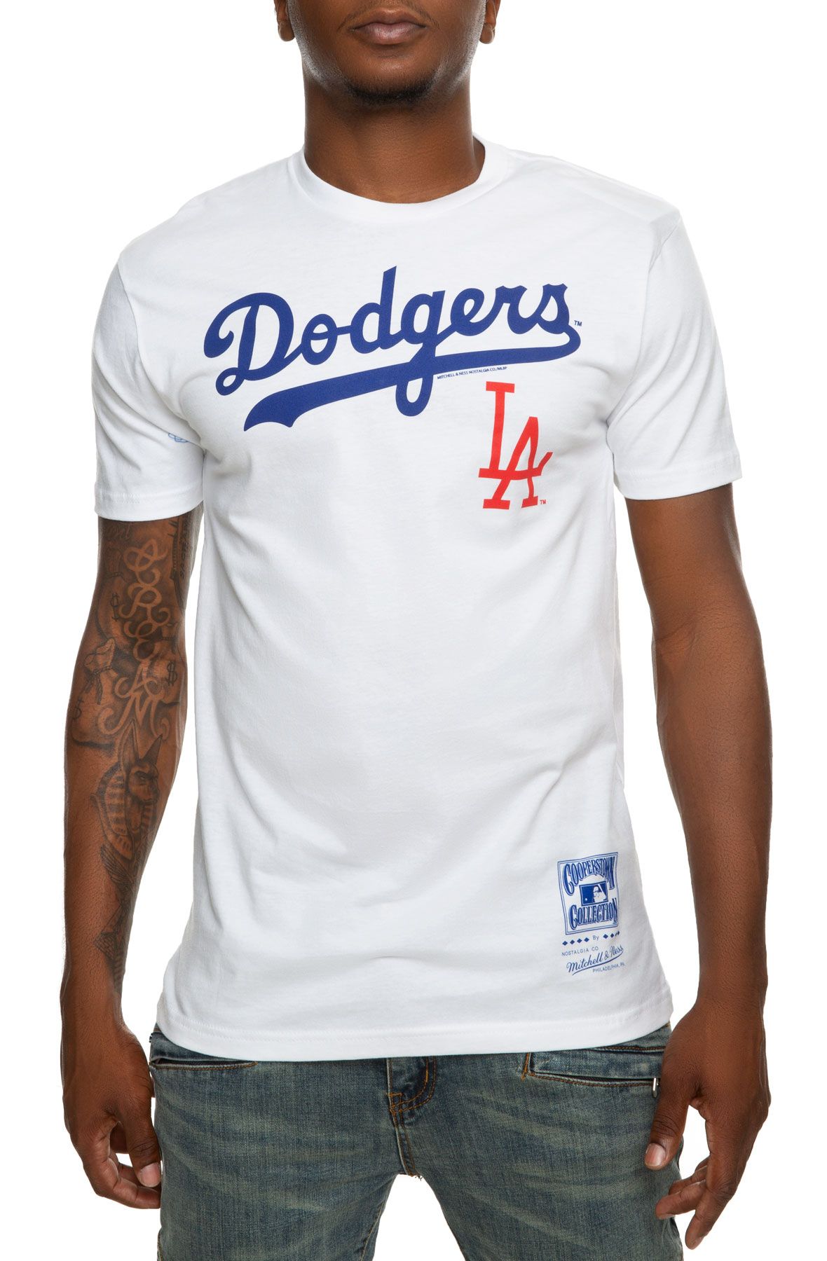 Mitchell and Ness Los Angeles Dodgers Tee BMTRMO19467-LADWHIT - Shiekh