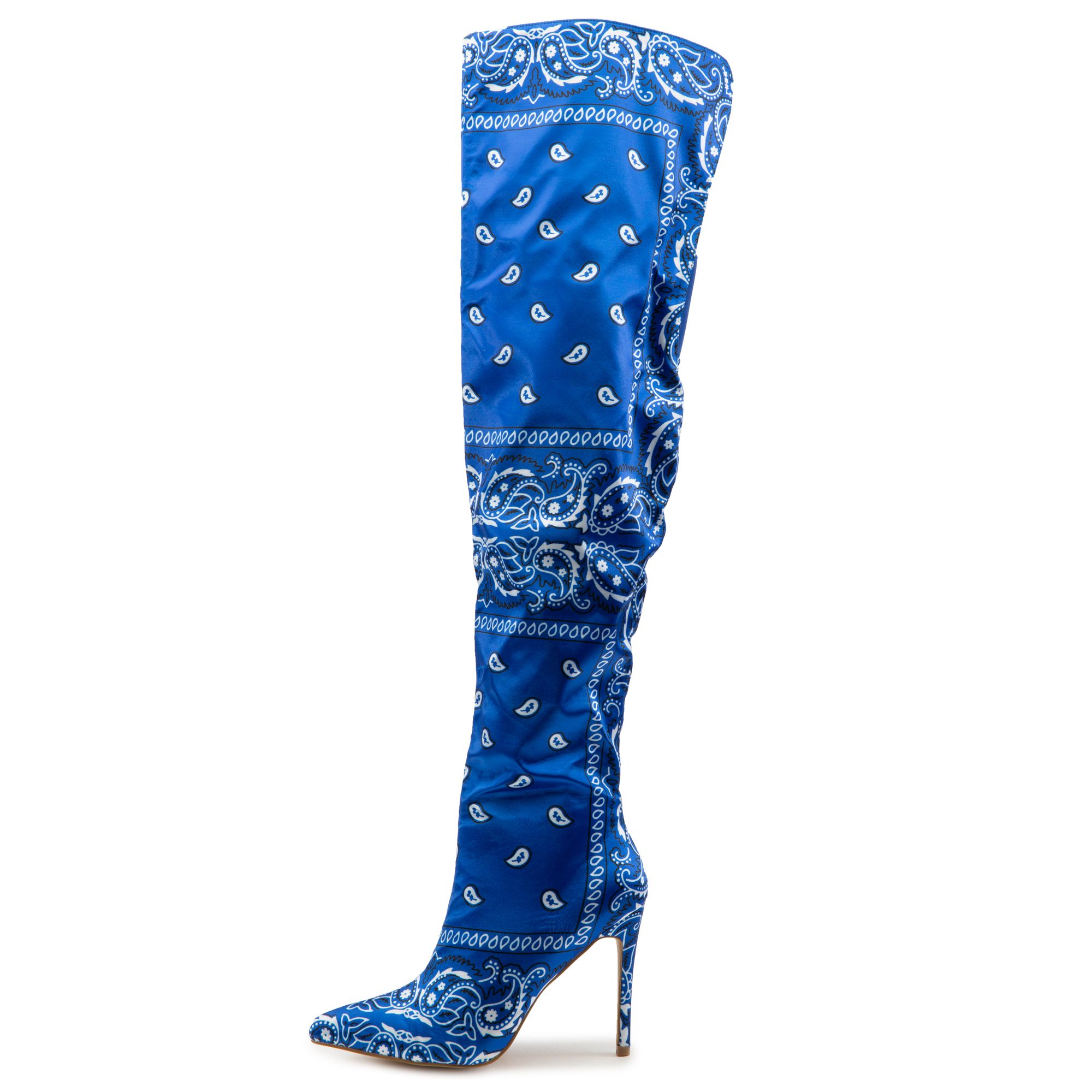 I Deserve New Shoes - Bandana Print Over The Knee Boots with Stiletto Heel!  Available in more colors. Buy here ->