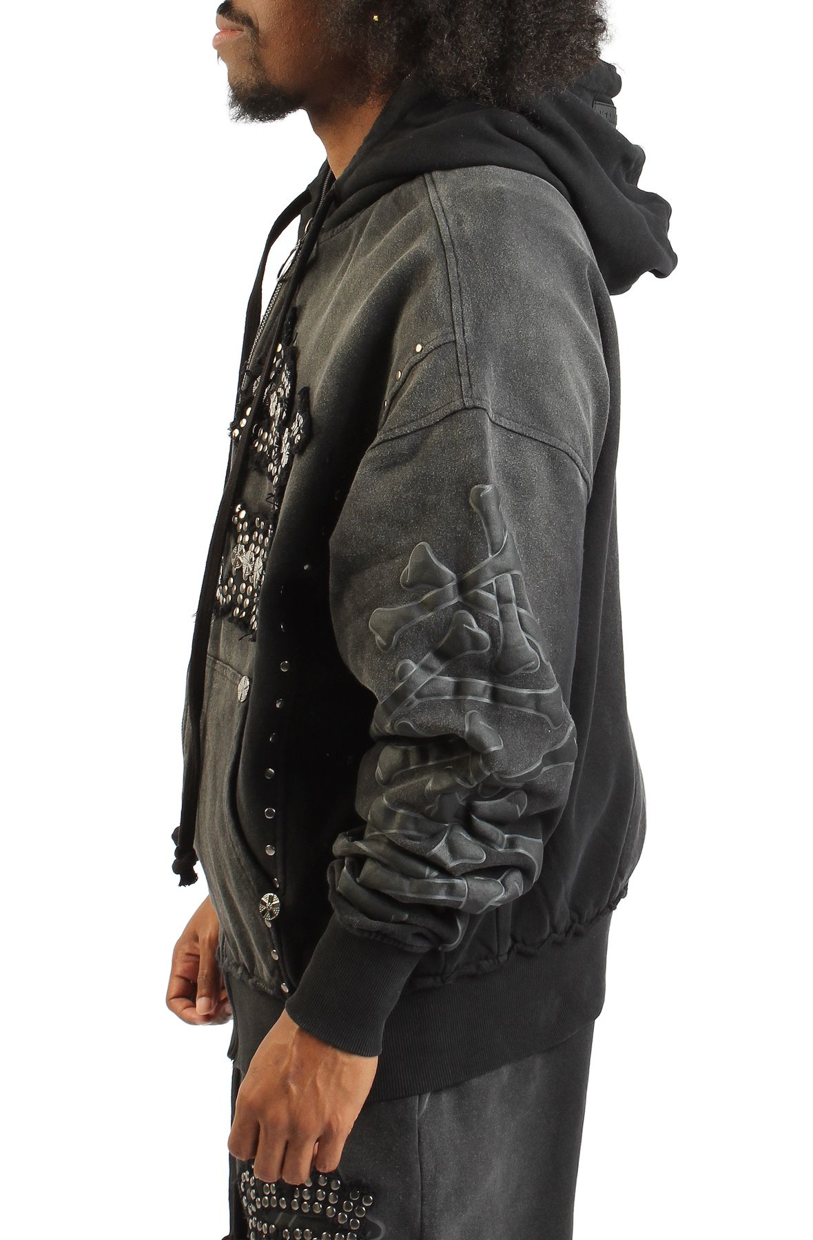HUDSON Colere Bones Zip-Up Hoodie 619-BLK - Shiekh