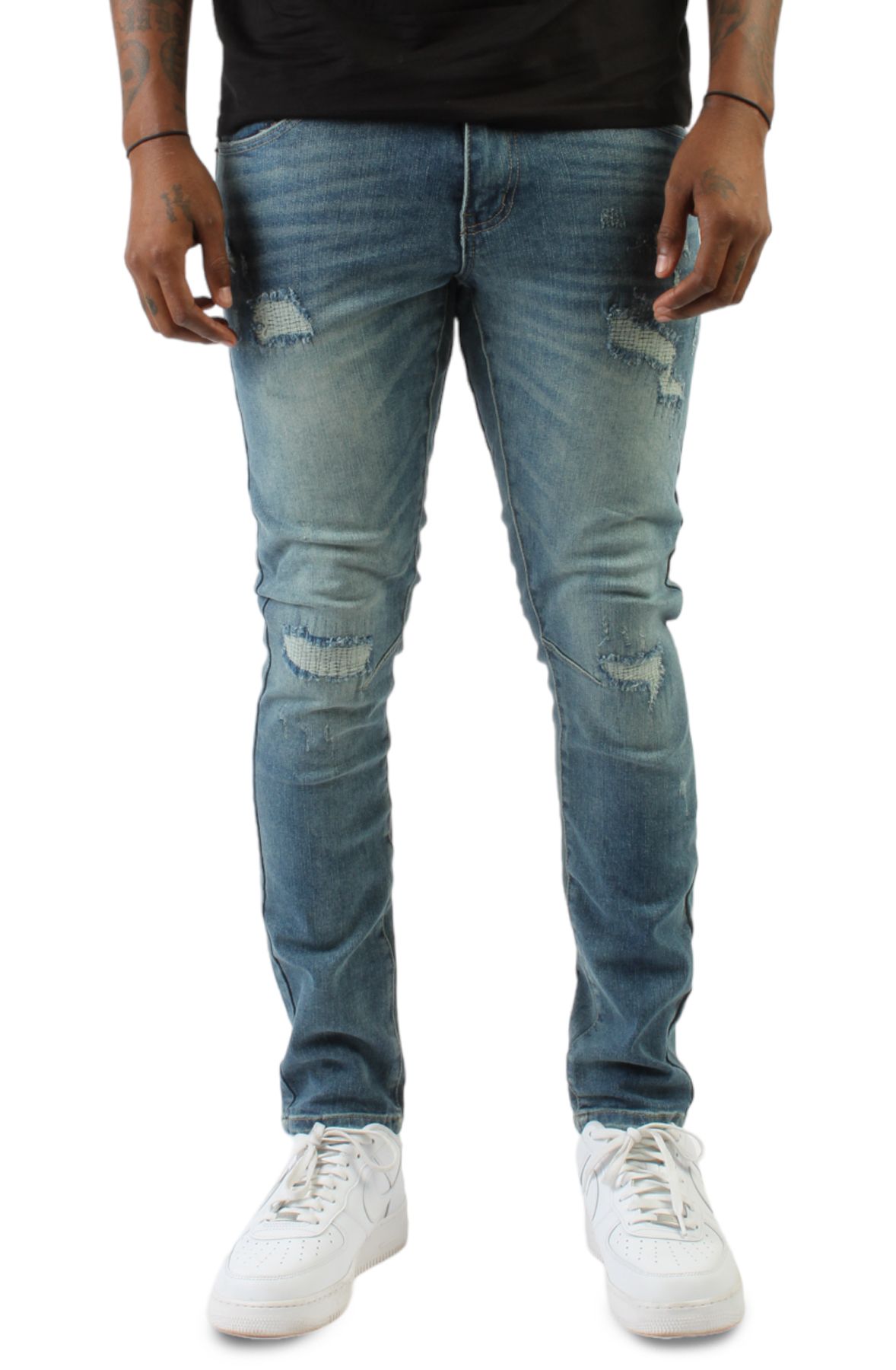 LAKINI DISTRESSED JEANS P22902-MIDBLU