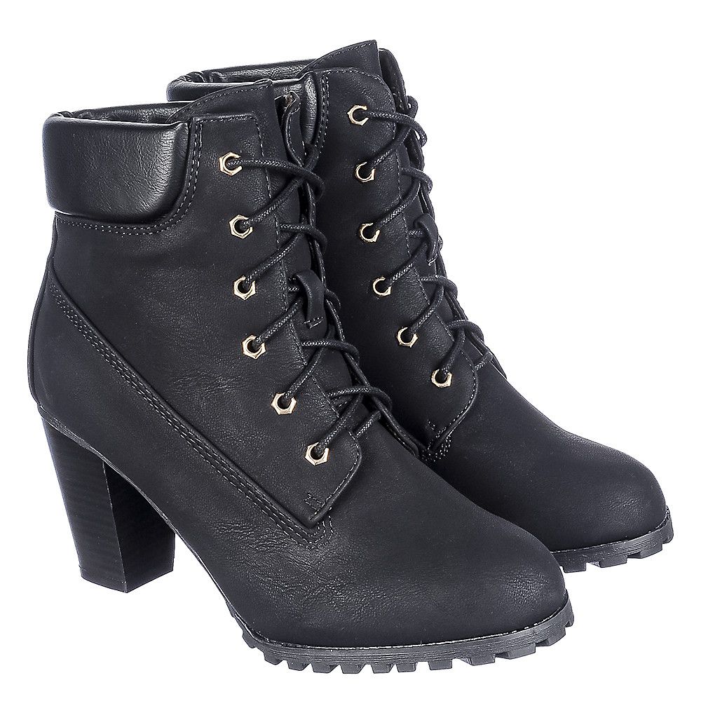 black boots with small heel