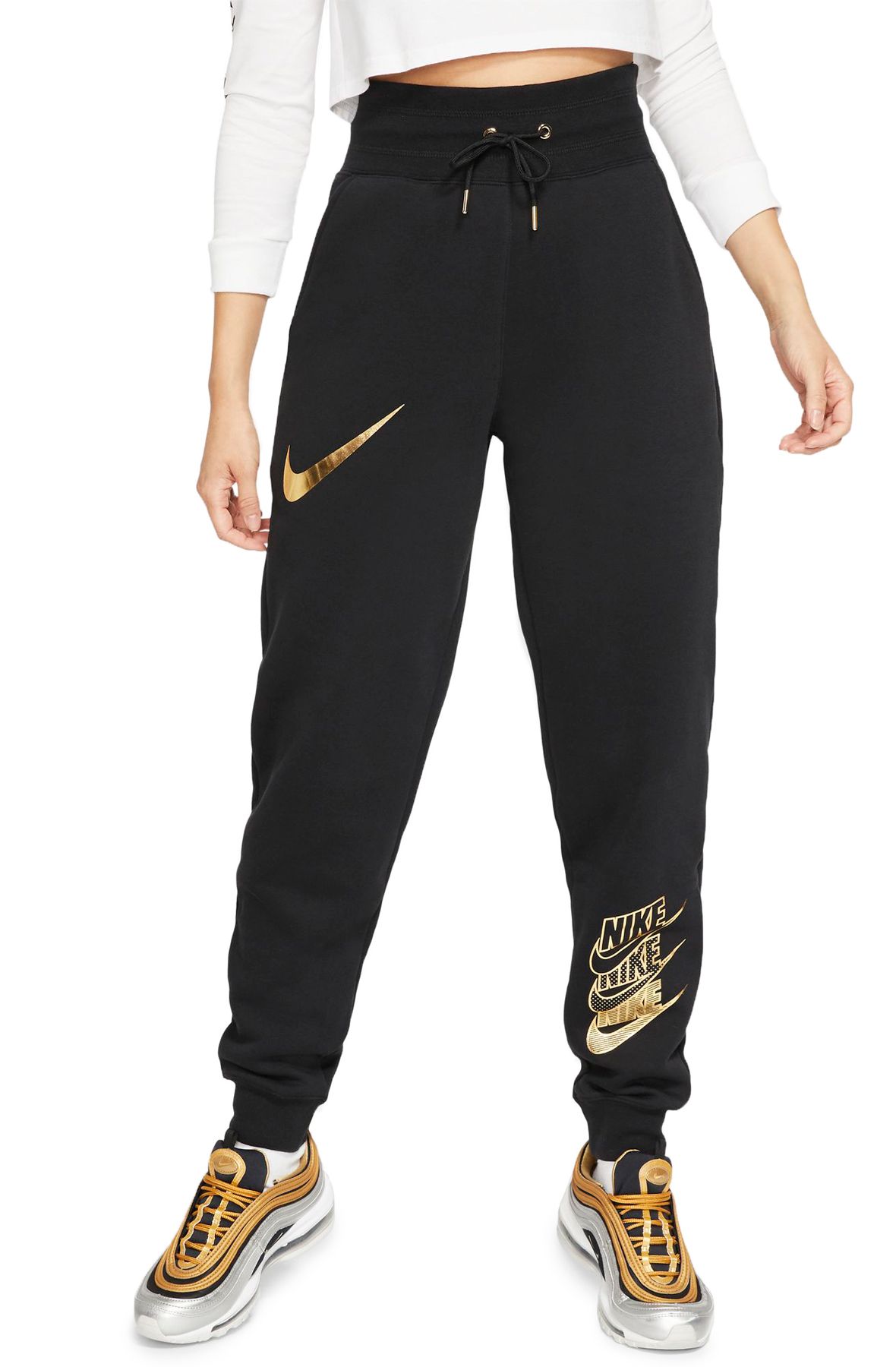 nike joggers black and gold