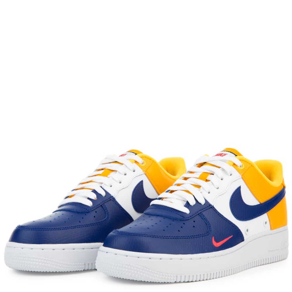 yellow white and blue air force ones
