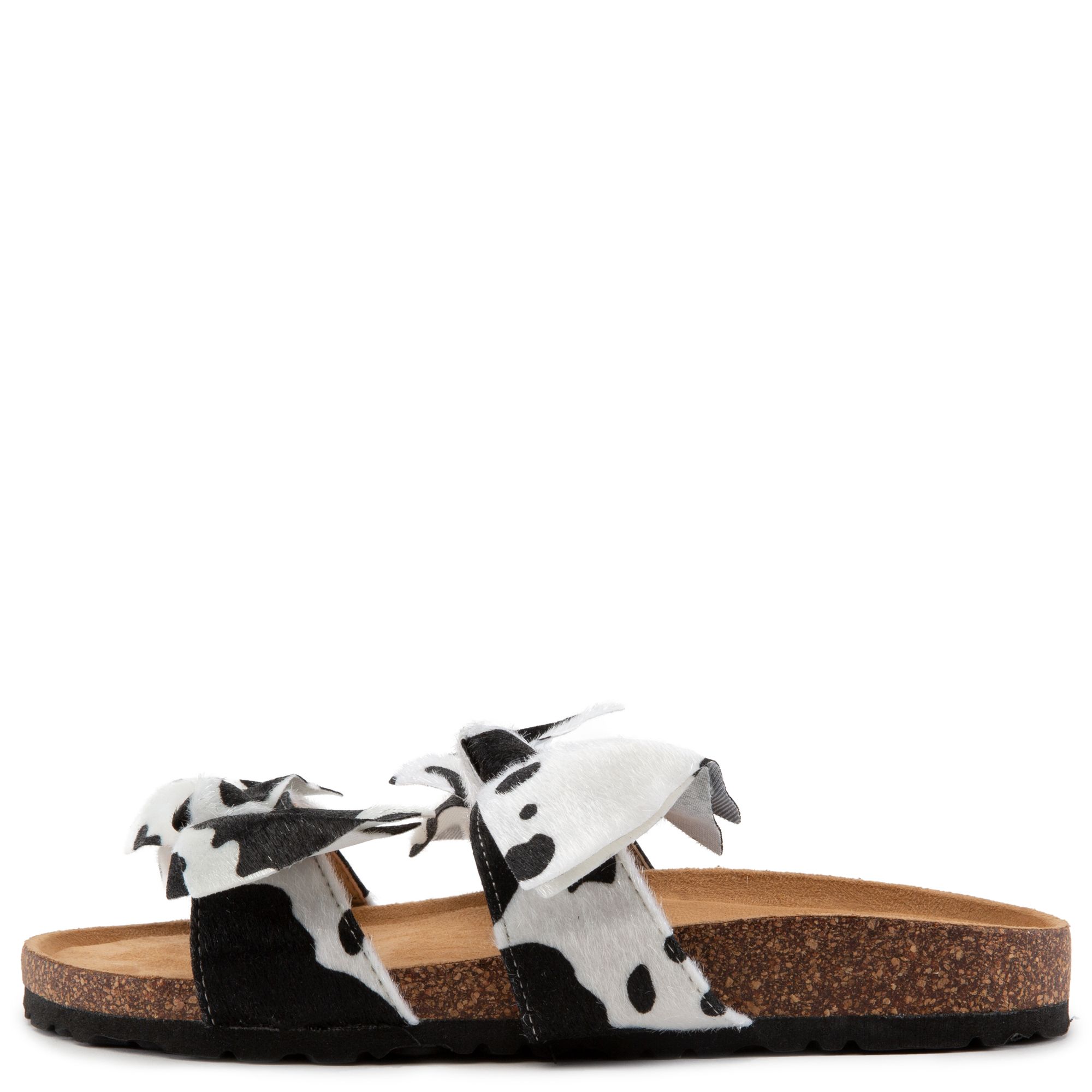 Cow print bow online sandals