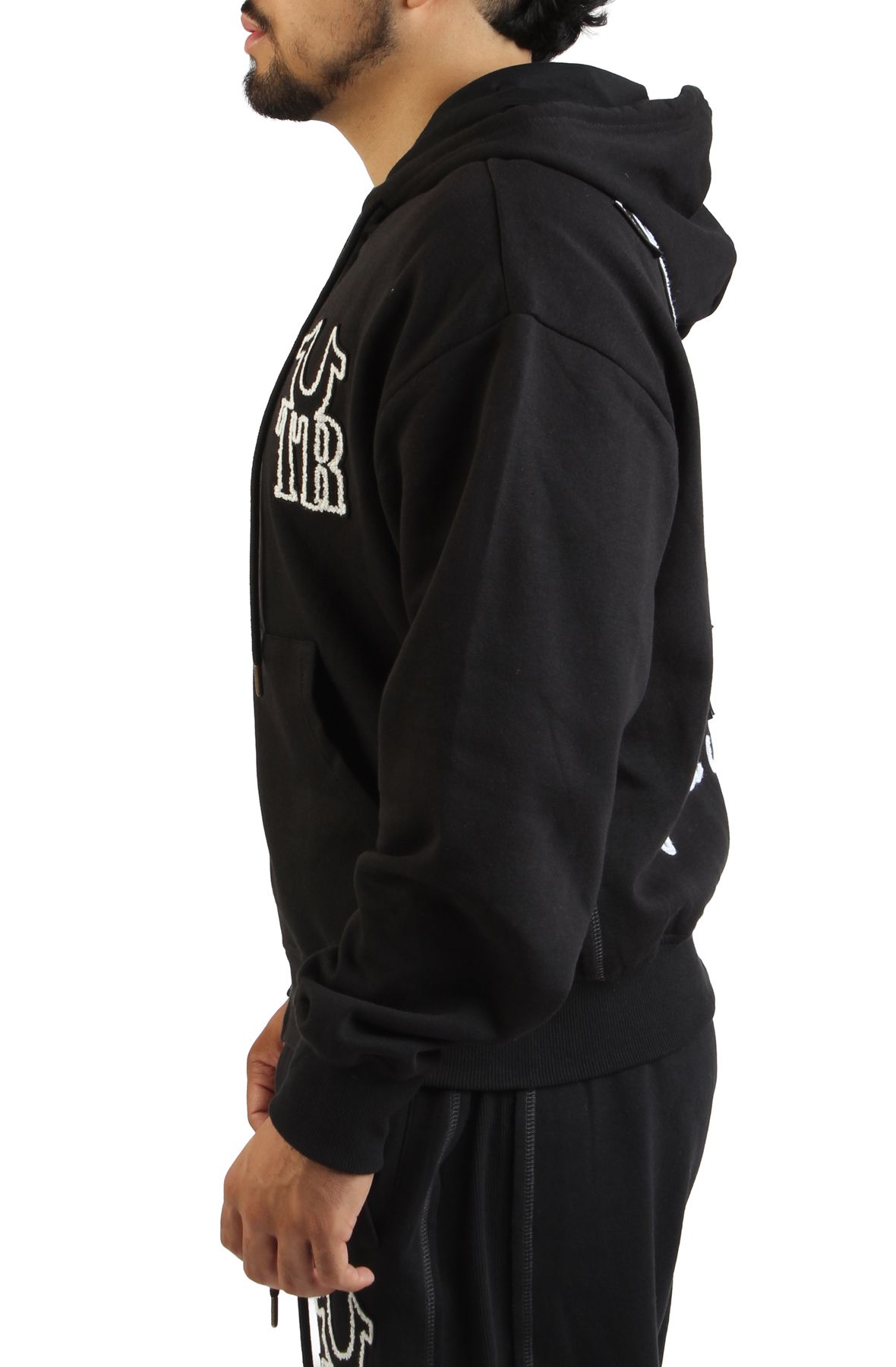 TRUE RELIGION Ribbed Applique Zip-Up Hoodie 109816-1001 - Shiekh