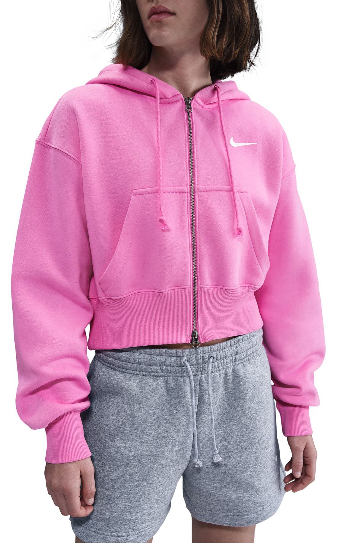 NIKE Sportswear Phoenix Fleece Loose Full-Zip Cropped Hoodie