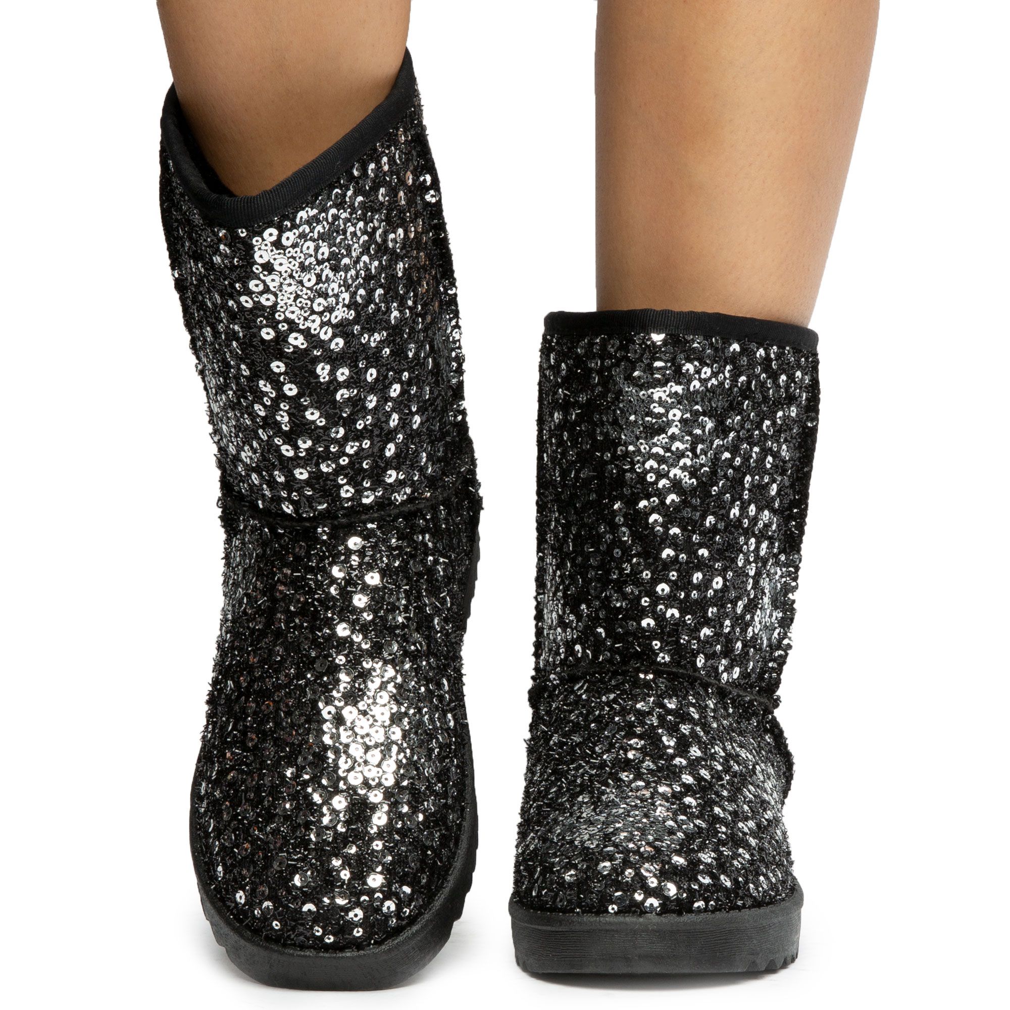 silver sequin booties