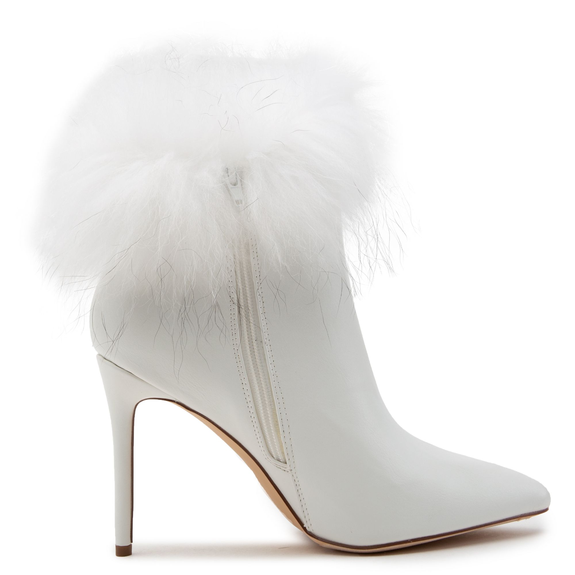 white heel boots with fur