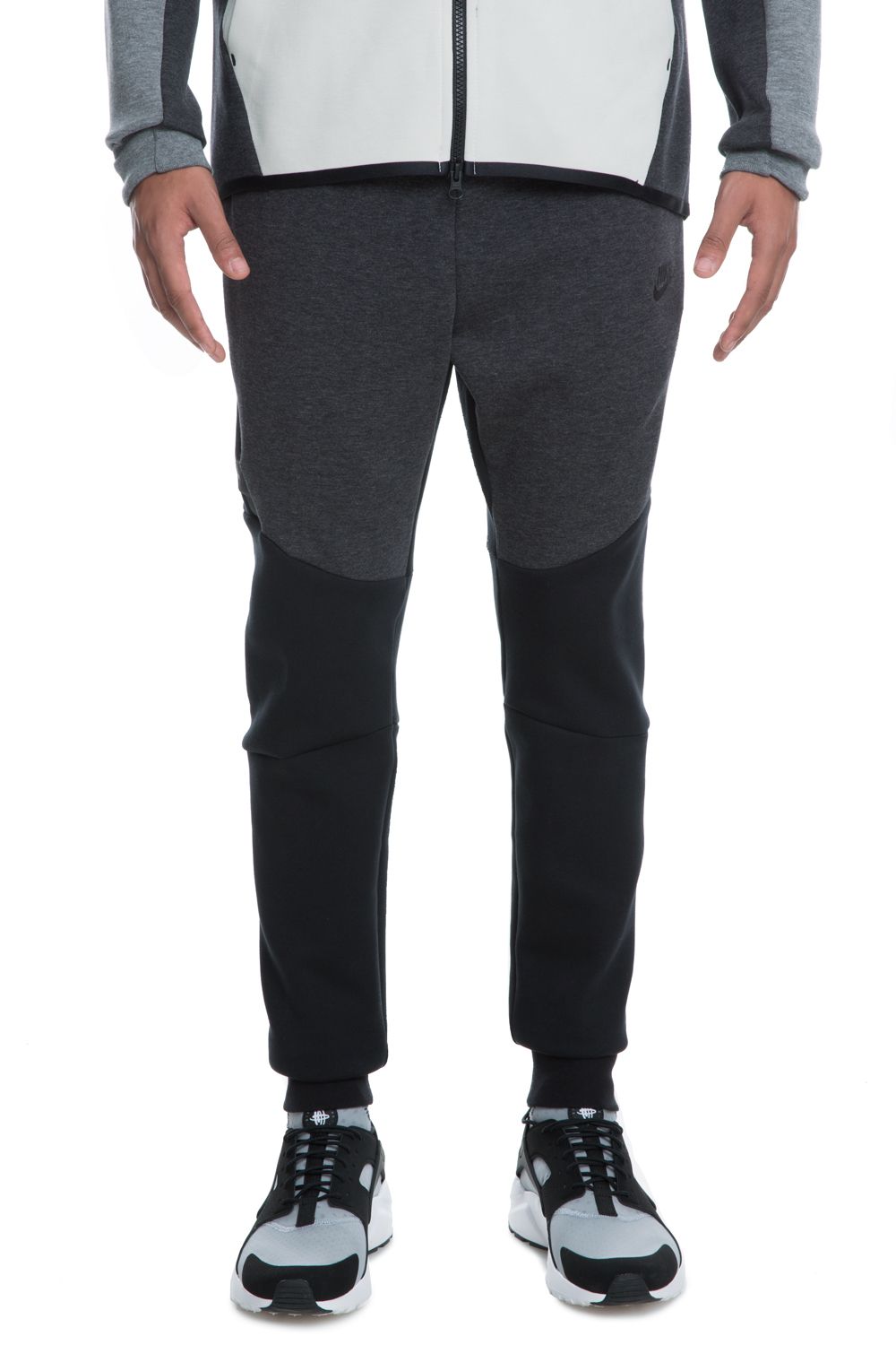 grey and black tech fleece