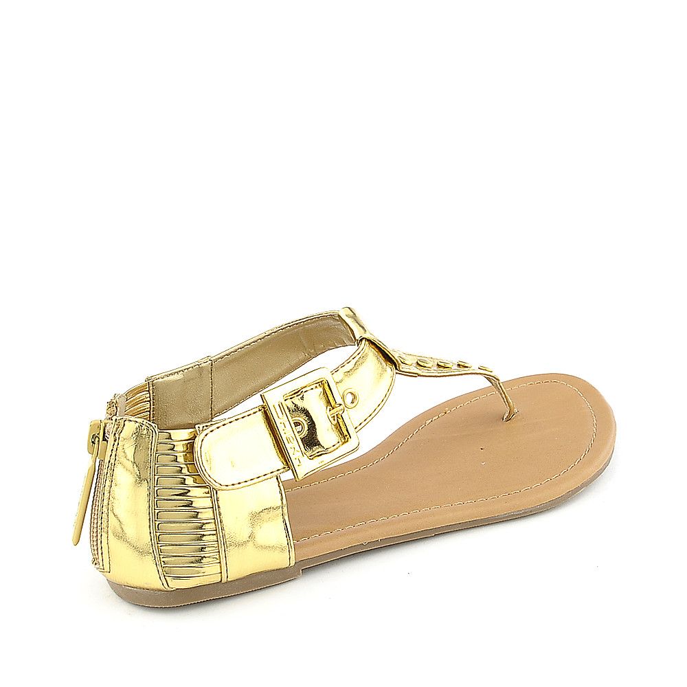 metallic gold flat sandals