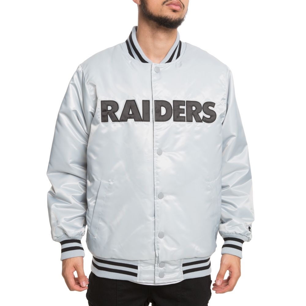 Starter Satin Bomber Los Angeles Dodgers Silver Jacket - Jackets Expert