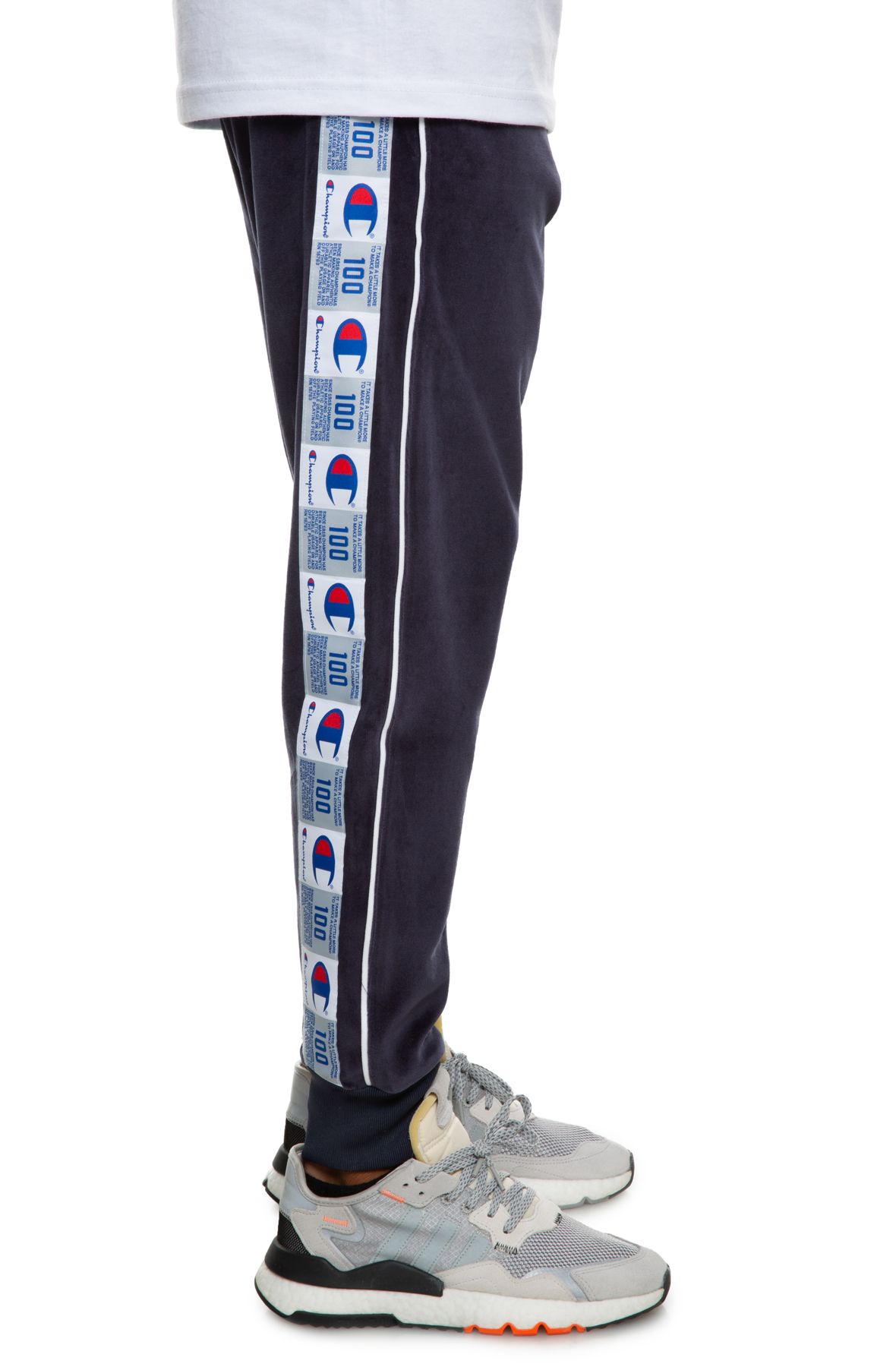 champion navy velour track pants