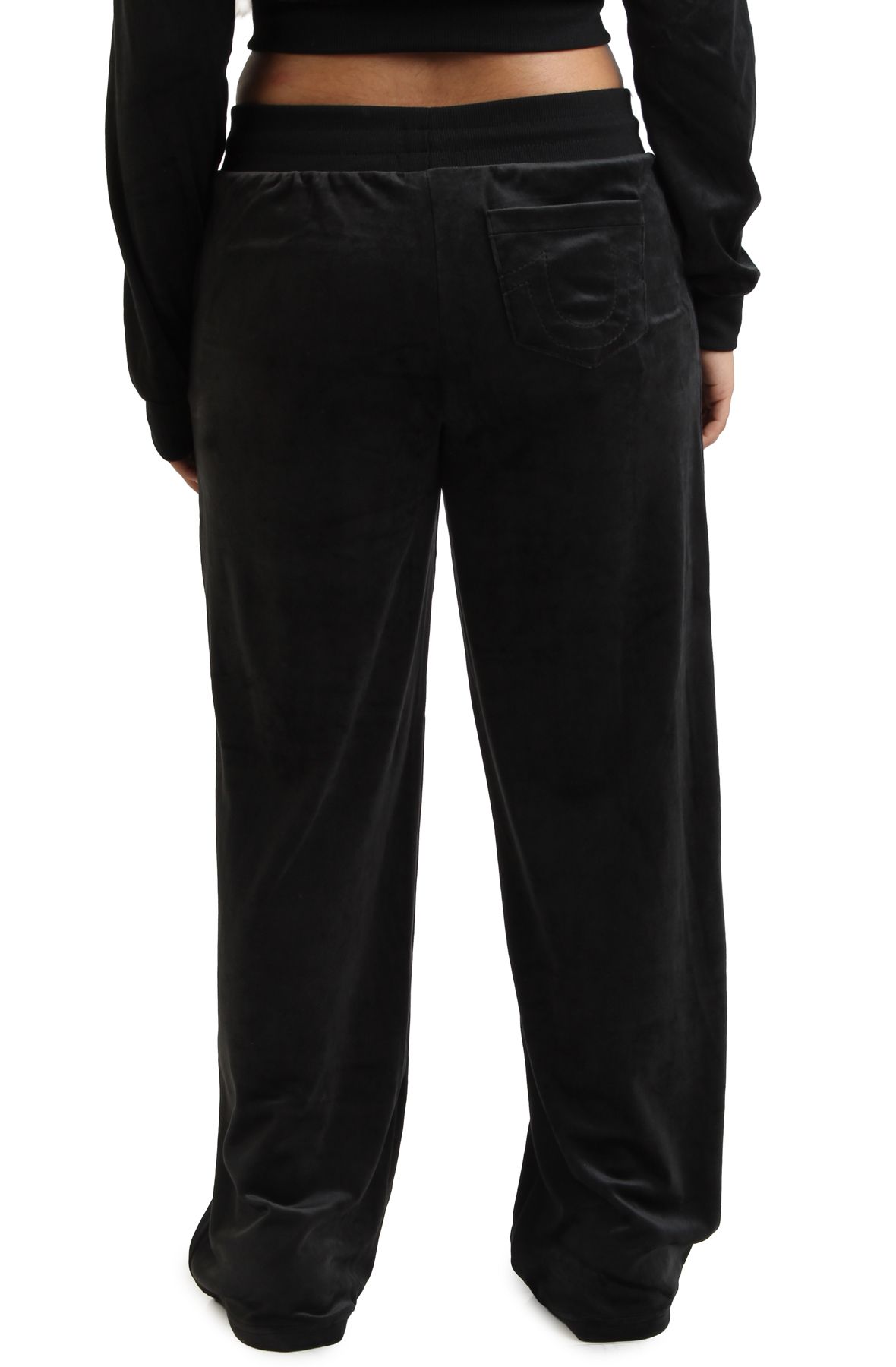 TRUE RELIGION Velour Crystal Horseshoe Straight Leg Sweatpant