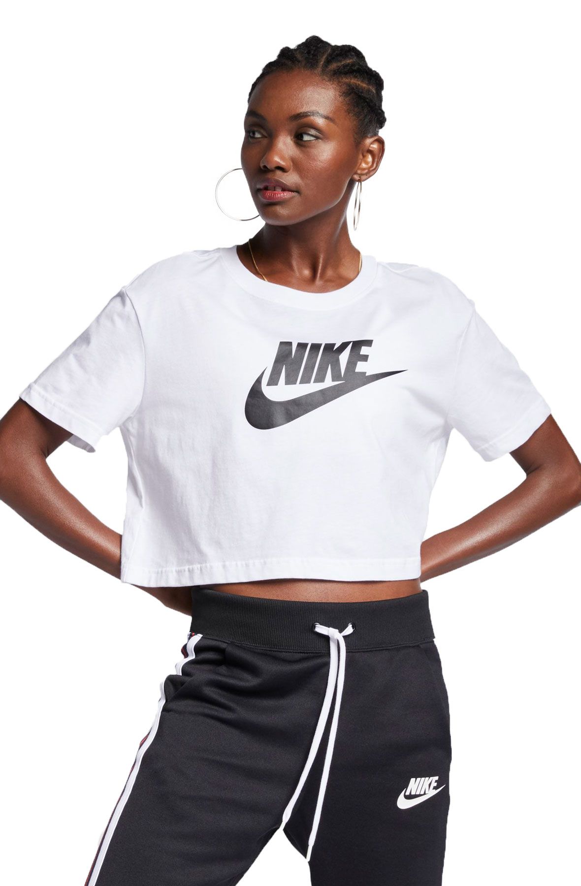 nike women sportswear betrue cropped tee white multi color black