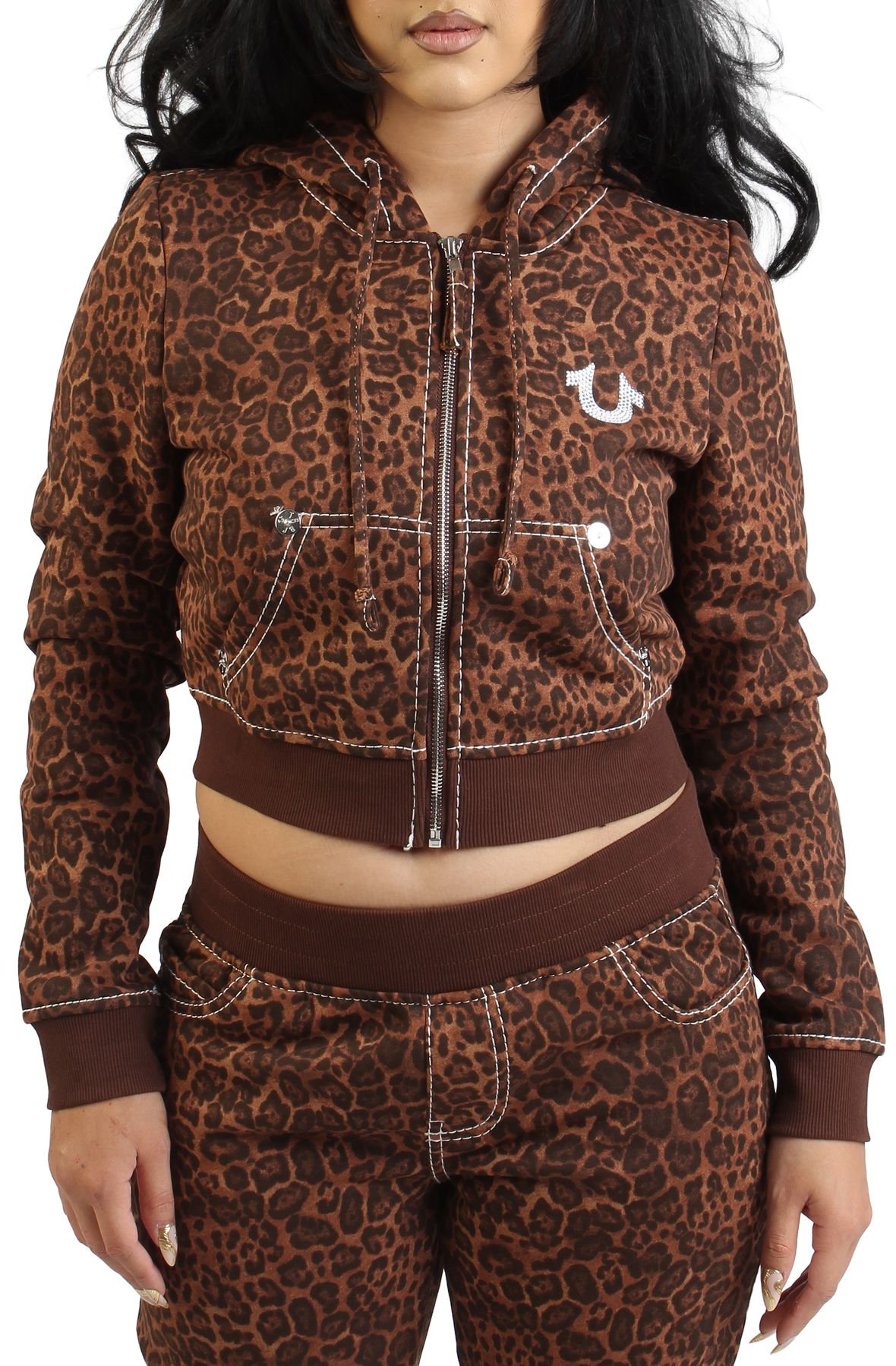 激レア　SAPEur BROWN LEOPARD HEAD HOODIE TRUE RELIGION LEOPARD CRYSTAL BIG T SHRUNKEN HOODIE 209789-2141
