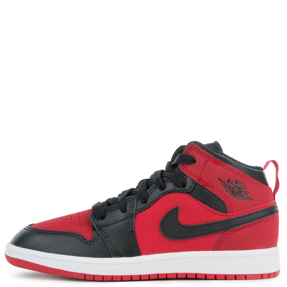 jordan 1 mid ps black gym red