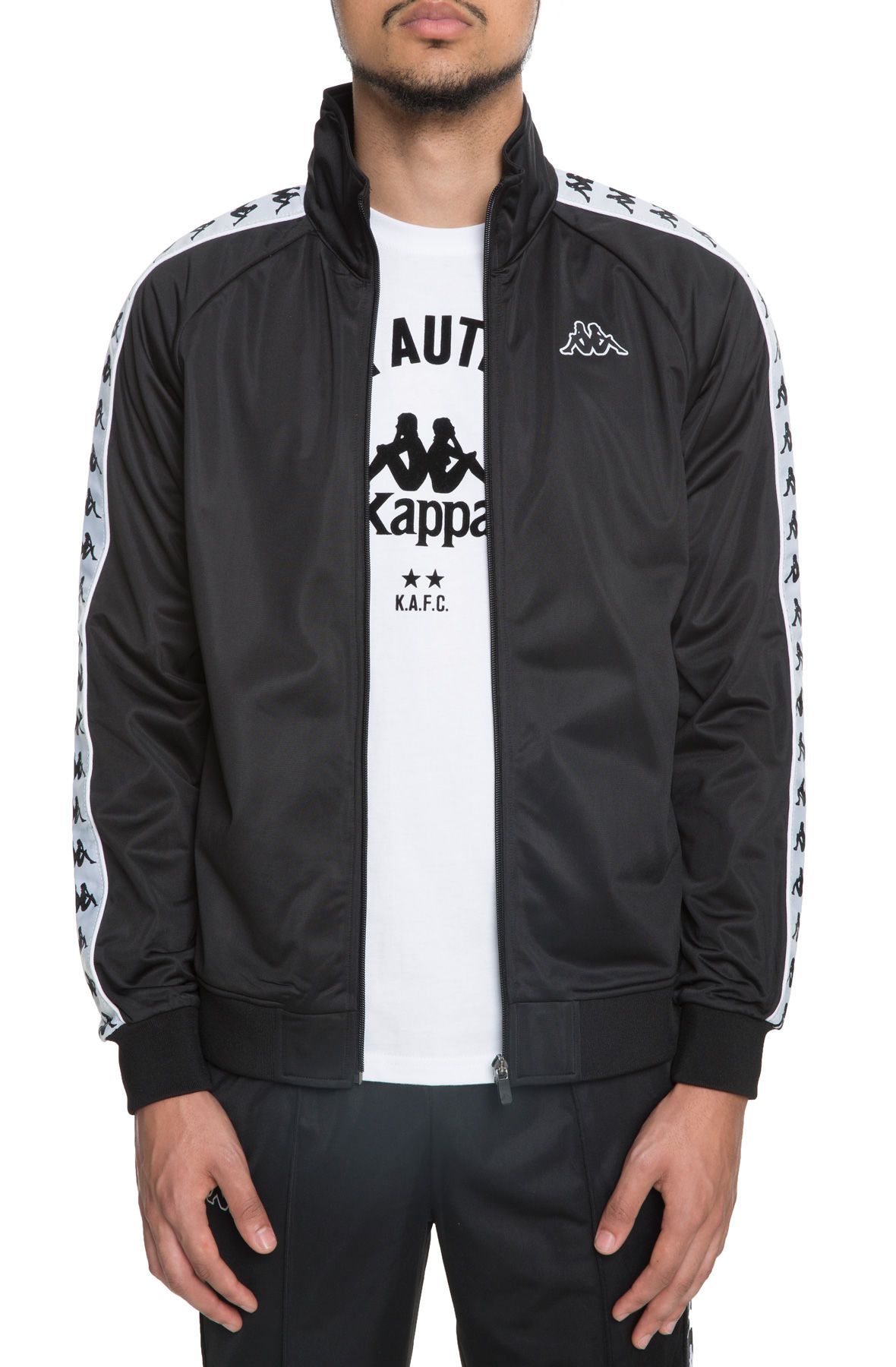 KAPPA The 222 Banda Anniston Slim Jacket in Black and White 301EFU0-C09 ...