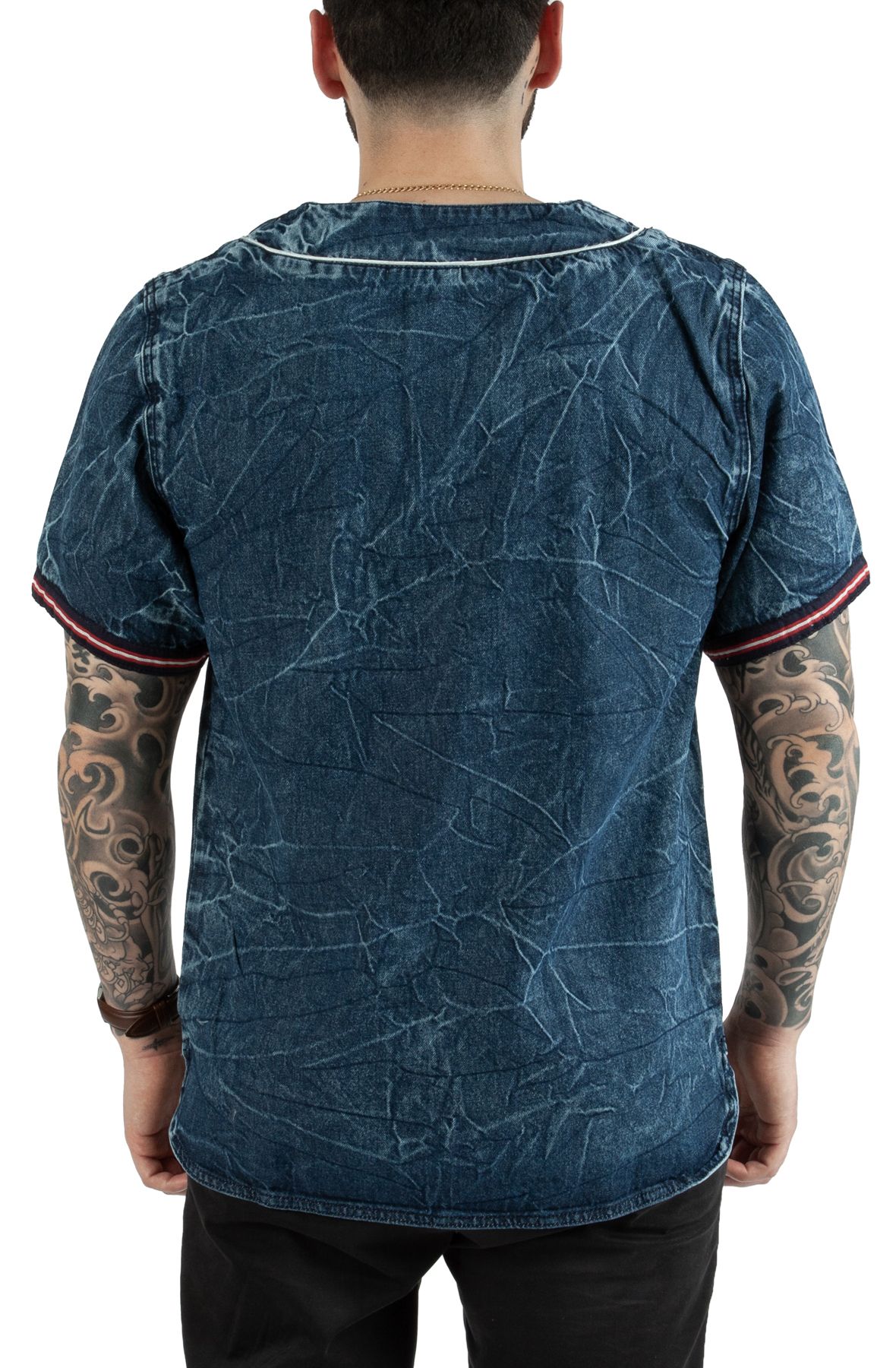 ORIGINAL FABLES OG Denim Baseball Jersey JY455-BLK - Shiekh