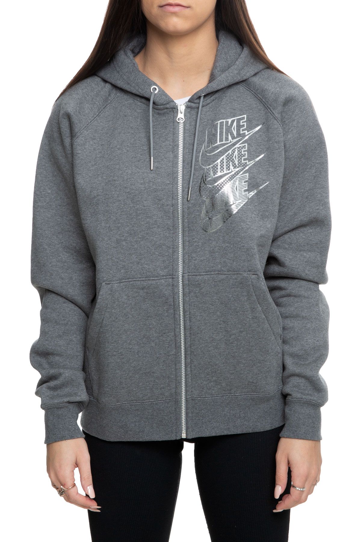 NIKE Sportswear Shine Metallic Logo Zip-Up Hoodie BV4988 071 - Shiekh