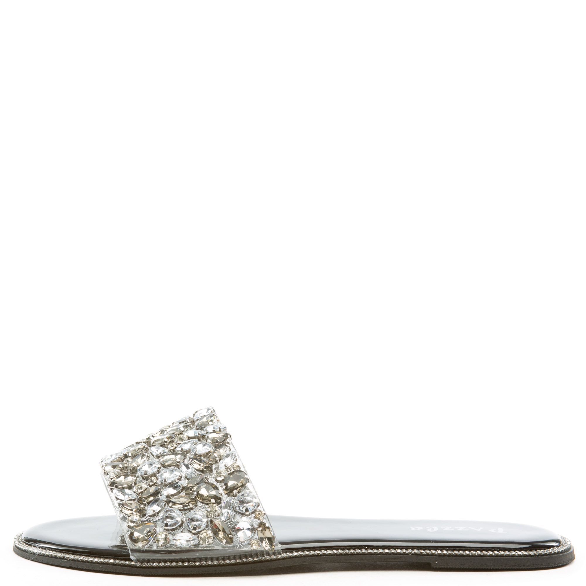 SHIEKH Glitter01 Jewel Flat Sandals GLITTER01BLK Shiekh